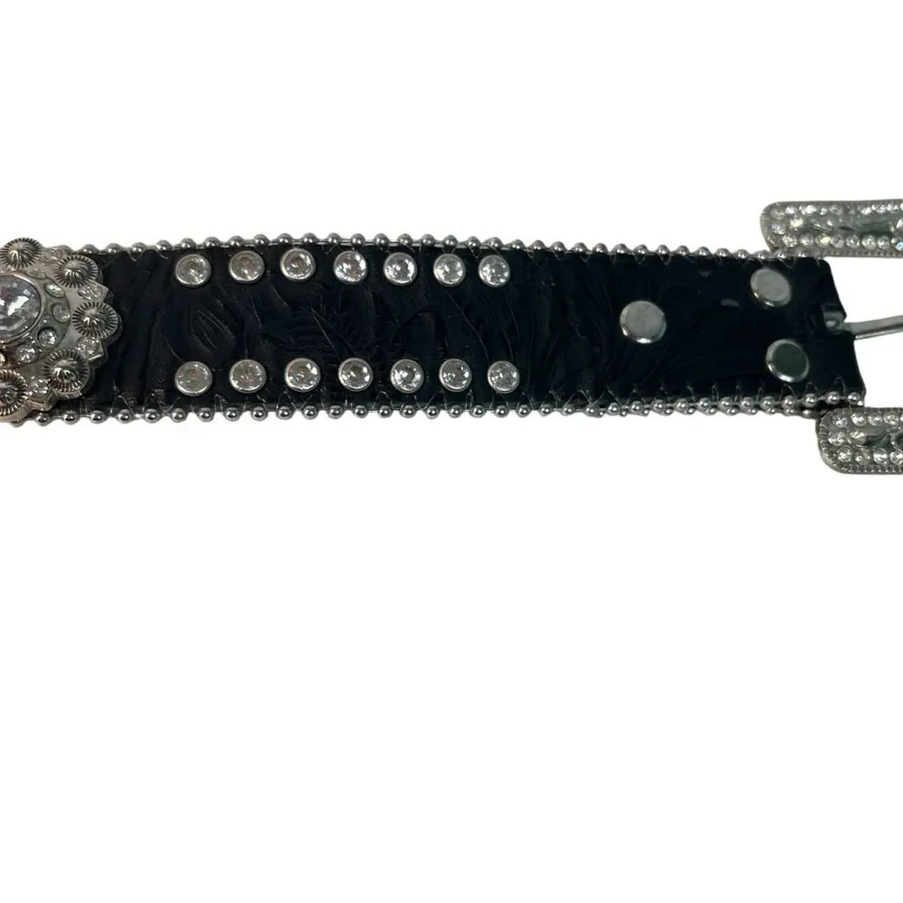 Blazin Roxx Black Studded Concho Belt Belt Women’s Medium Embellished Silver